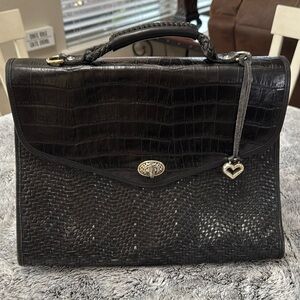 Brighton Black Laptop Bag with Silver Accents